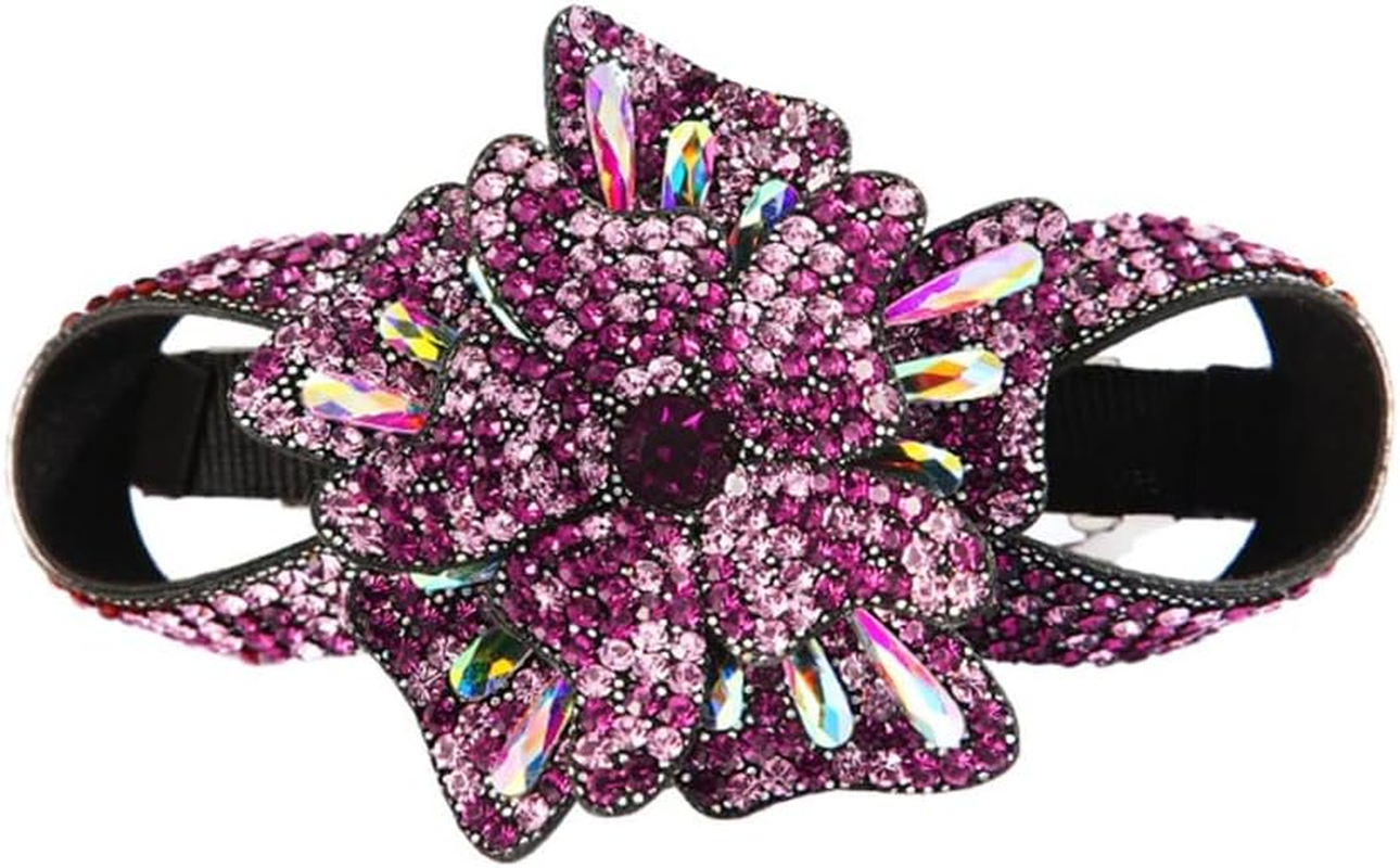 Alligator Clip,Headdress,Hair Clamp,Hairpins,Rhinestone Hairpin Female Korean Flower Clip Headgear Top Clip Hairpin Back Head Plate Hair Head Flower Jewelry (Color : B, Size : 8.7 * 5Cm) image number 6