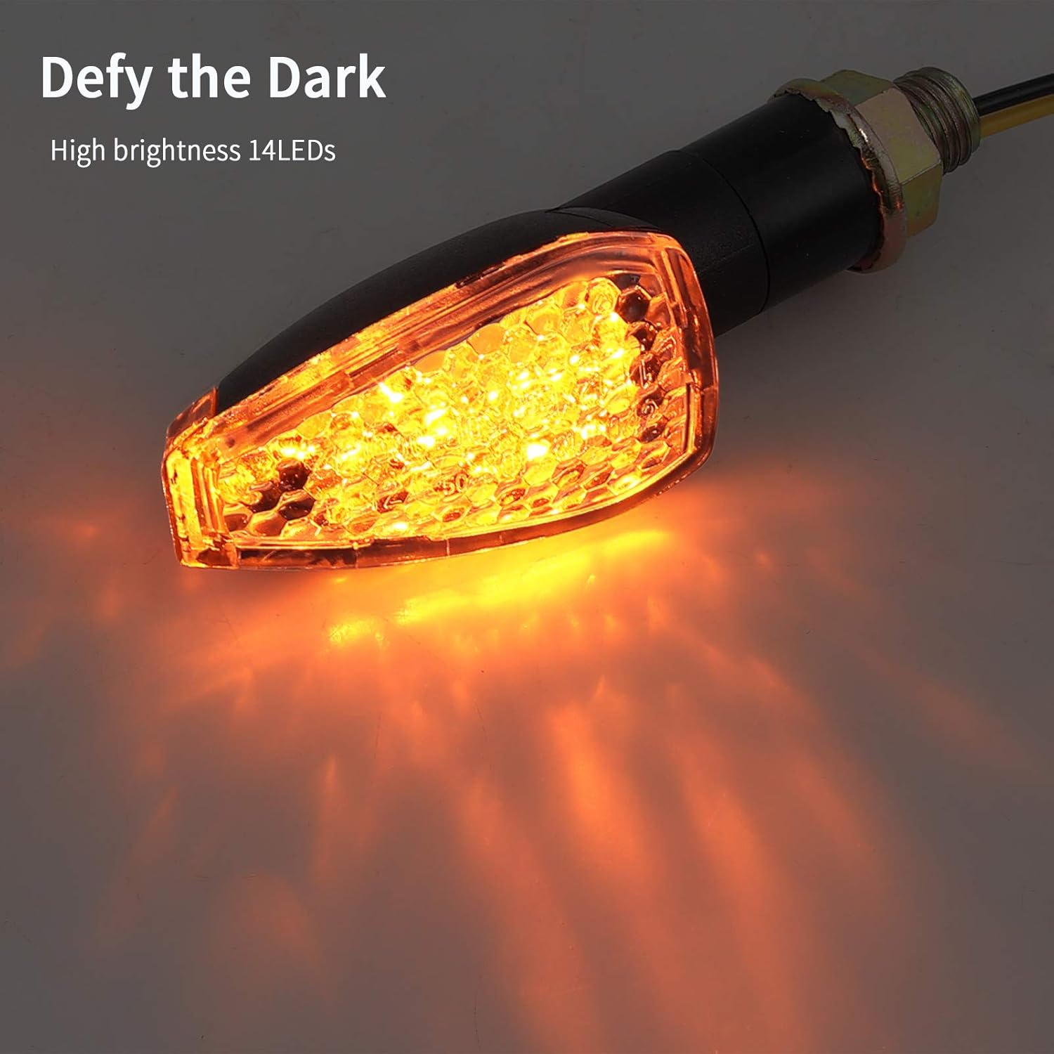 Justech 4Pcs 14Leds Motorcycle Turn Signals Indicator Amber Signal Light Waterproof E-Marked Turning Blinker Light for 12V Motorcycles Motorbikes image number 1