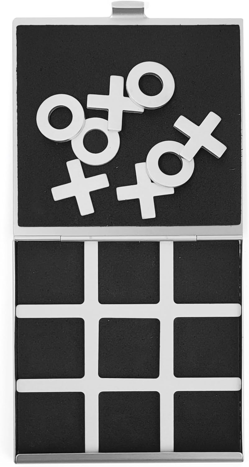 Portable Pocket Tic-Tac-Toe Set, Metal Foldable Travel Mini Cross Circle Light Weight Family Game image number 4
