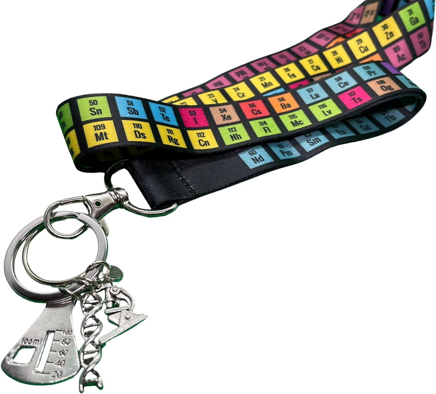Zastic! Periodic Table of Elements Lanyard - Perfect Chemistry Gift & Great for Science Teachers - 18 Inches Long with Nerdy Keychain Charm, Black image number 5
