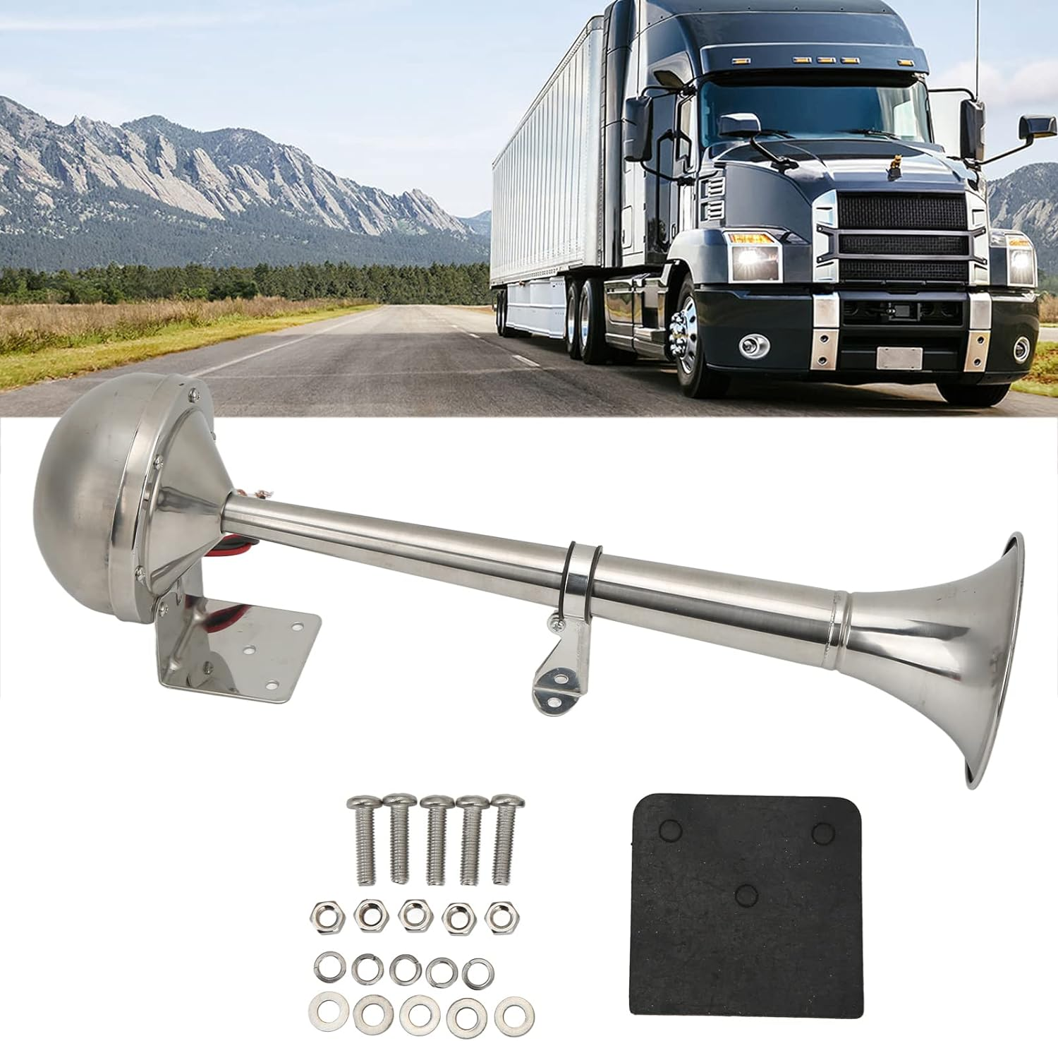 Gugxiom 12V Marine Horn Boat Horn Marine, No Magnetic Stainless Universal Boat Air Horn Coast Guard Approved, Air Horns Loud Marine Air Horns Single Trumpet for Safety image number 3