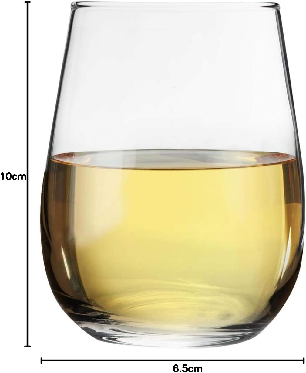 LAV Gaia Stemless White Wine Glasses Set - 360Ml - Pack of 12 Modern Glass Goblets Tumblers image number 1