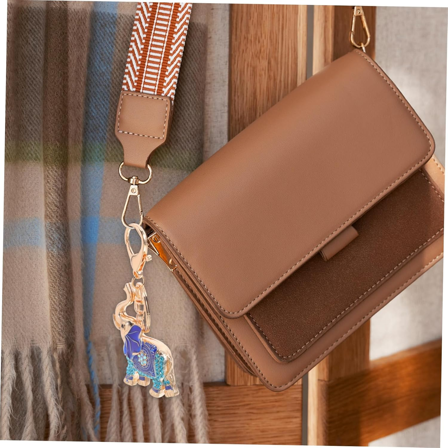 WOFASHPURET Elephant Keychain Handbag Accessories Key Decoration for Women Keychain Pendant Bags Pendant Back Pendant Girl Keychain Pendant Keychains Keychain Crystal Zinc Alloy Blue - Red image number 3