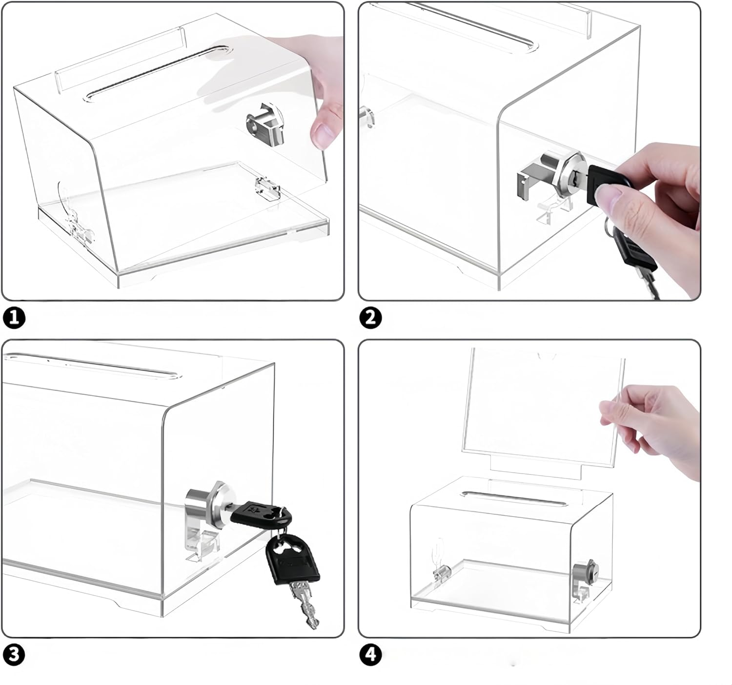Aknebriax Suggestion Box with Sign Holder with Lock,Clear Ballot Box for Fundraising, Raffle, Tip Jar, School Voting.(Transparent Color) image number 1