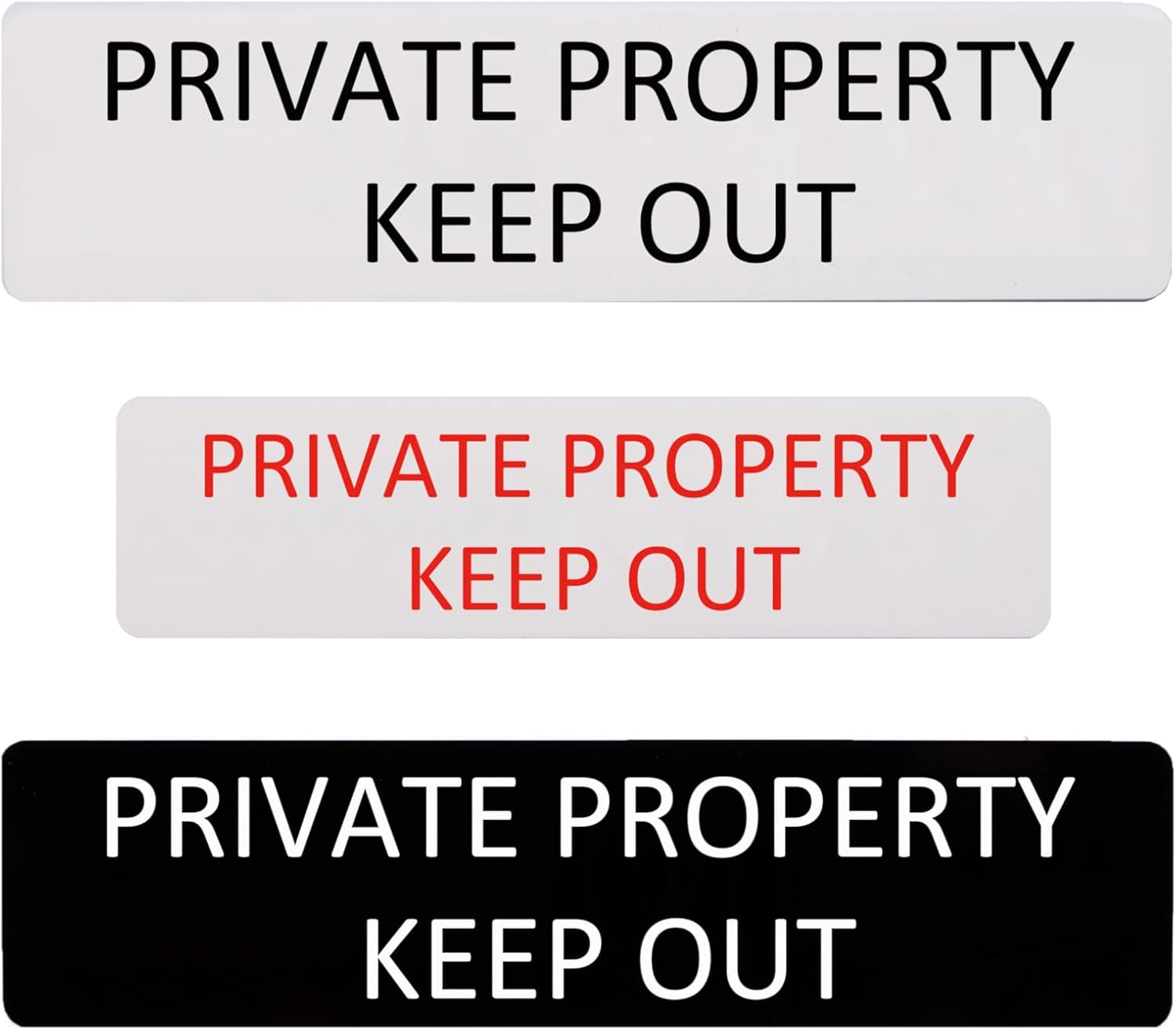 PRIVATE PROPERTY KEEP OUT Sign Self Adhesive Plaque Decal Door HOME SIGN (Style 3, 25X100Mm)
