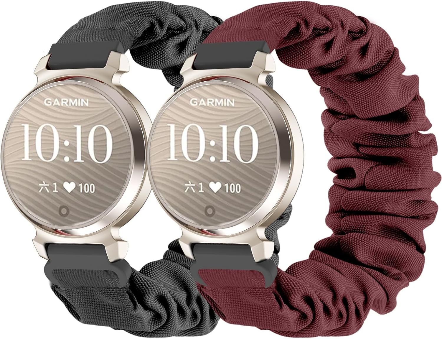 Oanux 2 Pack Stretchy Scrunchie Compatible with Garmin Lily 2 Watch Band, 14Mm Elastic Fabric Cloth Soft Sport Strap Wristband for Lily 2/Lily 2 Active/Classic Women Men