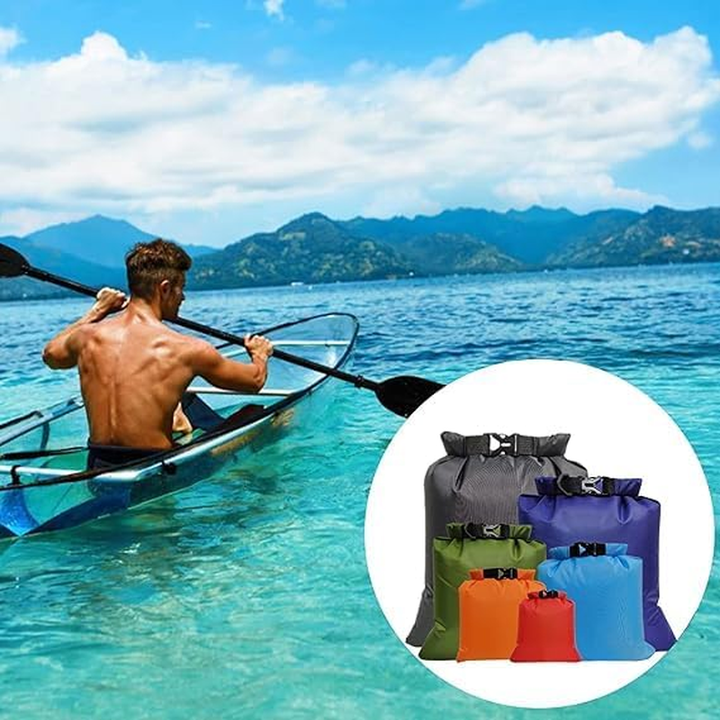 YSHIGUING 6 Pcs Waterproof Dry Bags Dry Sack Dry Pouch Portable Big Capacity Combo Pouch Snorkeling Drifting Bag for Travel Rafting Drifting Swimming Snorkeling Camping Cycling Fishing Accessories image number 5
