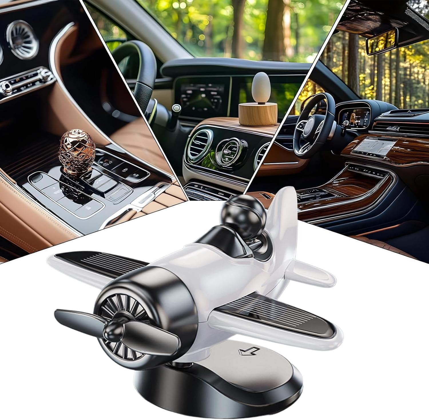 Solar Airplane Car Ornaments - Solar Powered Airplane Shaped Car Ornaments | Home Decorations for Travel Men Women Birthday Daily Christmas Private and Others image number 1