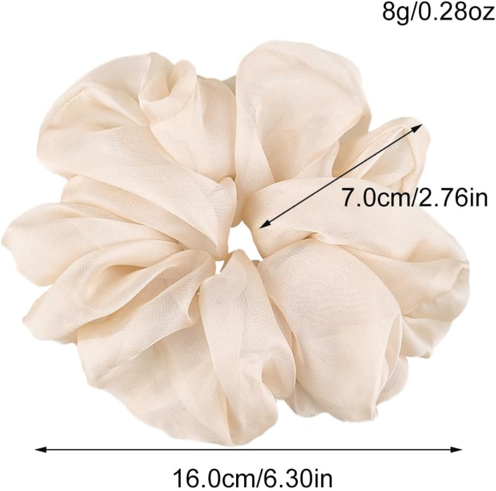 Pack of 3 Hair Bobbles Hair Accessories Chiffon Organza Hair Rings Hair Scrunchie Large Hold Elastic Hair Wiggle for Girls and Women, Fruit Green image number 2