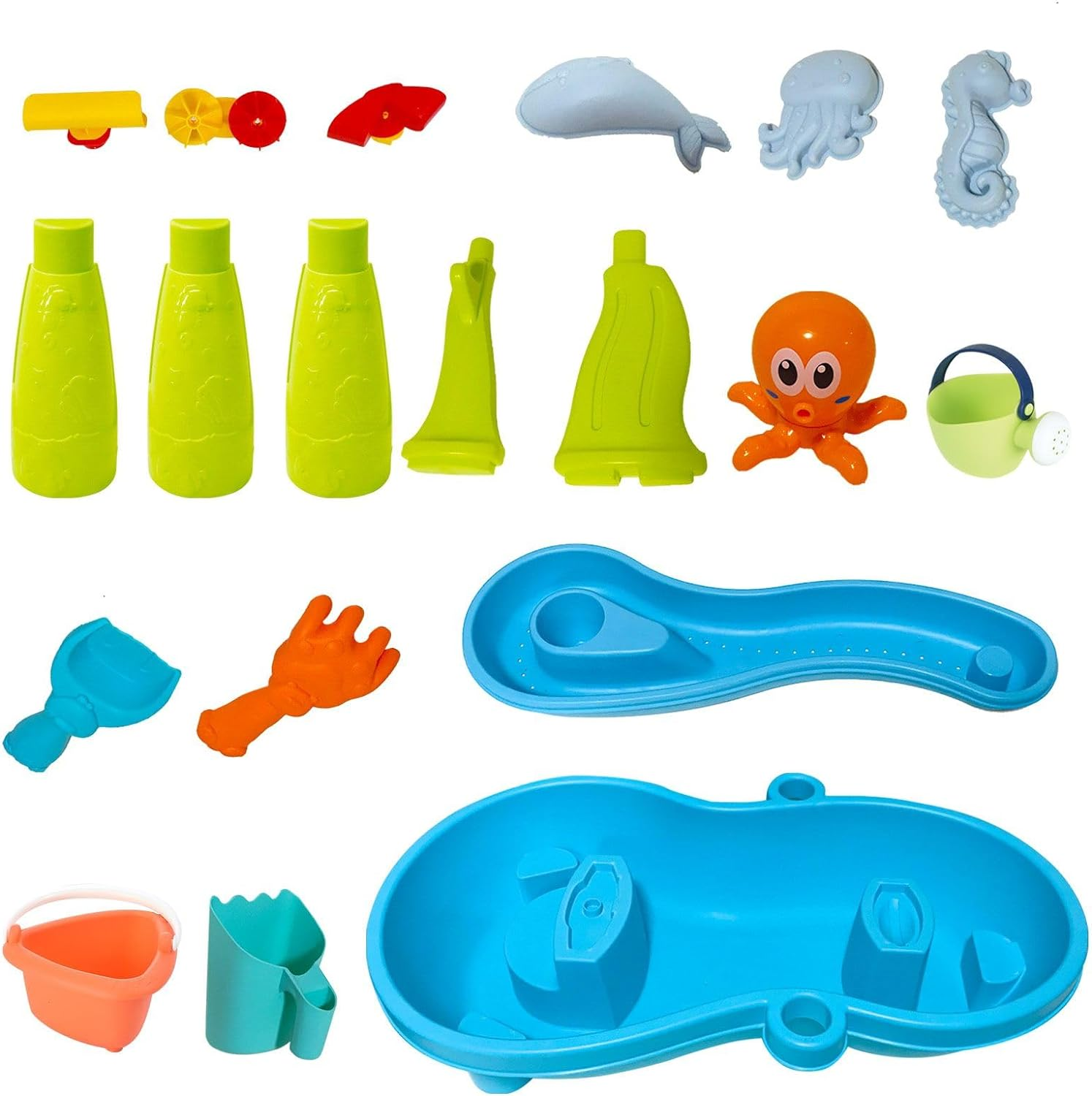 KIDBOT Sand and Water Table,2 Tier Pool Play Toys for Educational Beach Outdoor Activity Summer Backyard Kids Pretend Set image number 3