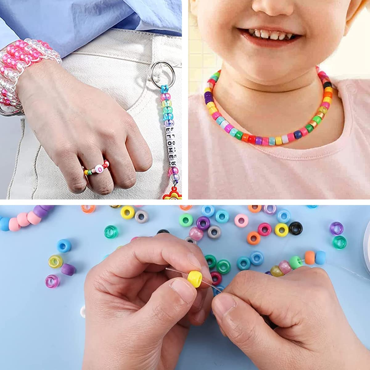 ANSHINE 1740 Pcs Jewelry Making Kit - Pony, Alphabet Letter, Polymer, Smile Heart Number Star Beads for Bracelet Making - Girls and Adults image number 5