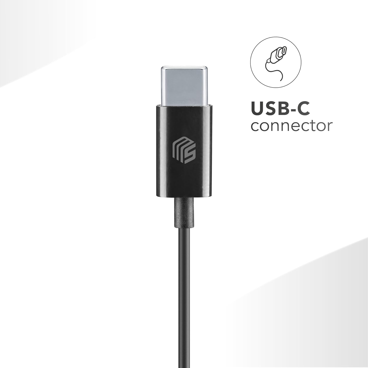 Music Sound - Capsule Headphones - Headphones with Cable and Microphone - USB-C Compatibility - Metal Details - Colour Black image number 5