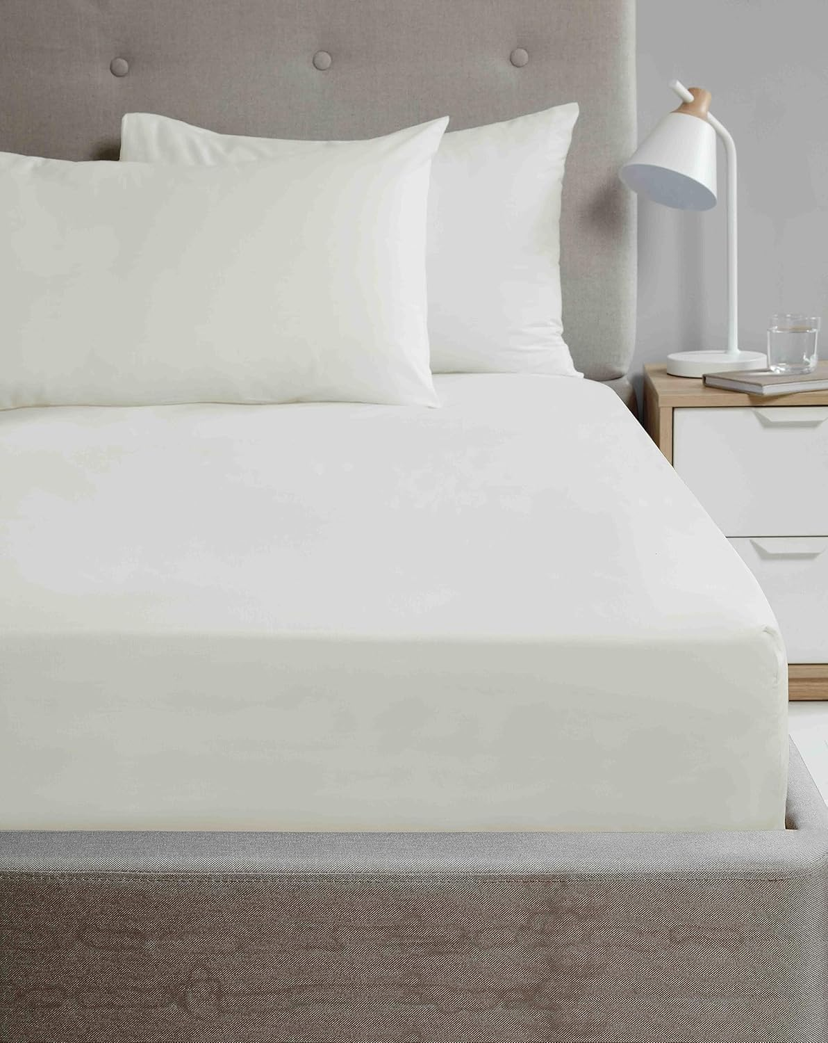 Rapport Home Microfibre Silver King Fitted Sheet Luxury Easy Care Non-Iron Bed Linen