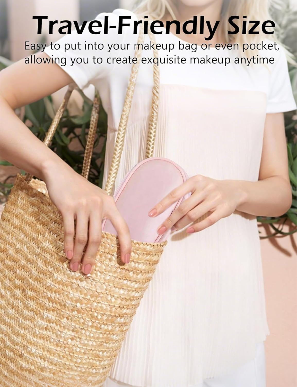 Travel Makeup Brush Set, 10 Pcs Easy-Taken Travel Mini Cosmetic Brushes Kit, Complete Function Makeup Tools for Foundation, Blush, Contour, Eyeshadow, Powder (Pink)