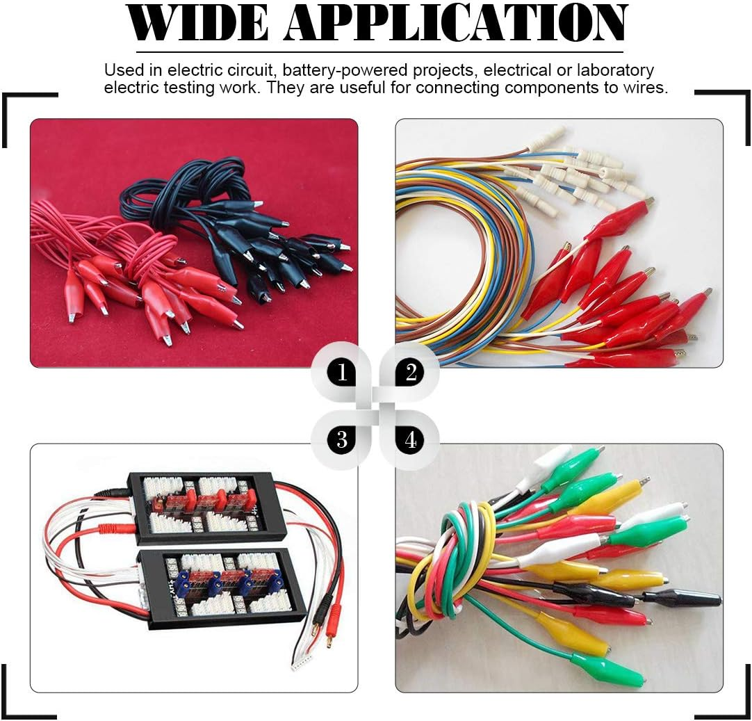 Glarks 100Pcs 1.4''/35Mm Alligator Clips Crocodile Electrical Test Clamps Jumper Helper with Protective Insulation Cover for Electrical Testing (Black, Red, Yellow, Blue, Green) image number 6