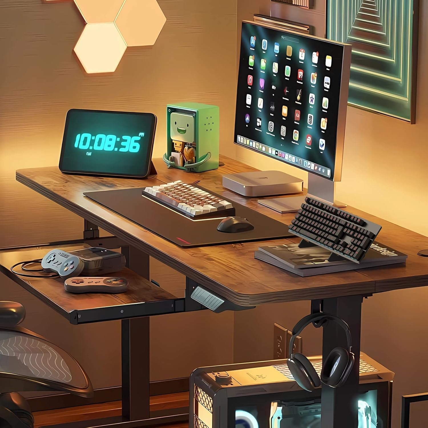 2Pcs Computer Keyboard Stand Book Display Stand Keyboard Stand for Desktop Mechanical Keyboard Stand Keyboard Display Shelf Photo Holder Stand Keyboard Holder Stainless Steel (Black) image number 1