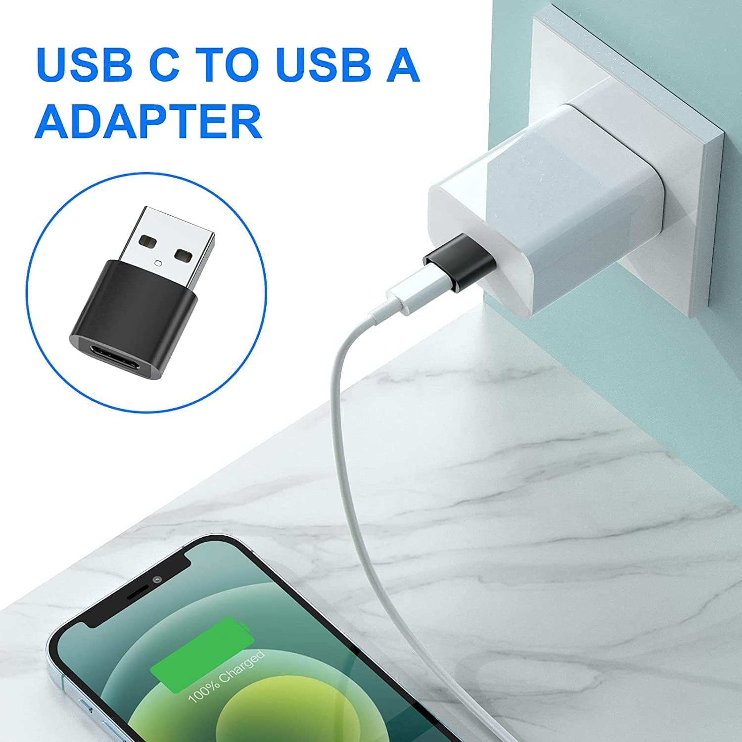 USB-C Adapter, USB-C to USB-A Adapter, Lightning to USB C Adapter, USB-C to USB 3.0 Adapter,Micro-Usb to USB-C Adapter, for Iphone 17 16 15 14,Ipad,Macbook,Samsung, Apple Watch 6Pack image number 1