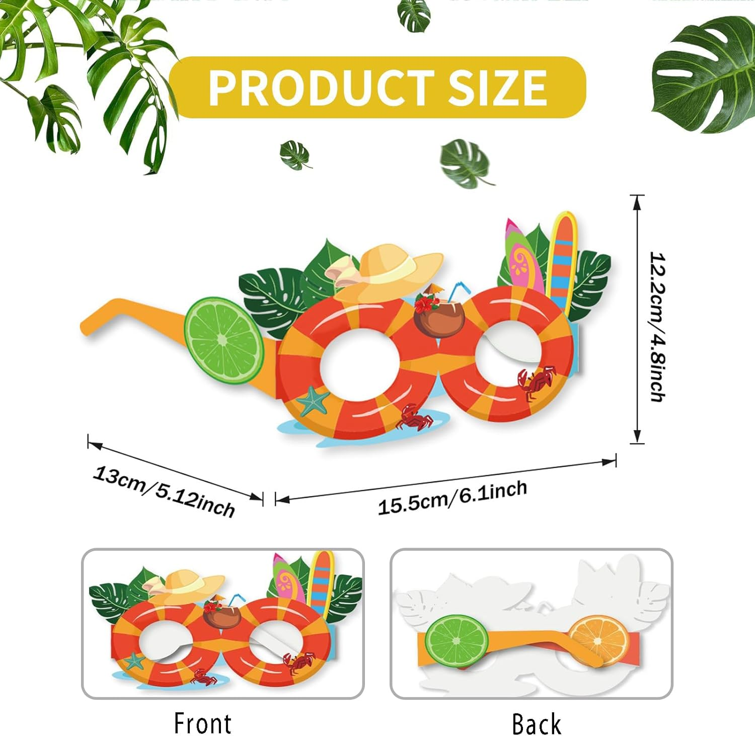 16 Pairs Funny Hawaiian Sunglasses - Tropical Beach Party Supplies, Kids Gifts & Photo Props - Summer Fun Glasses for Adults - Hawaiian Luau Party Favors image number 5