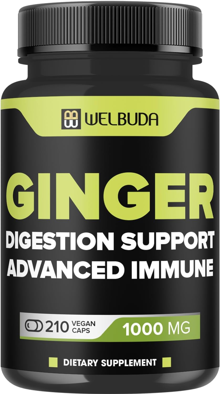1000Mg Ginger Supplements Capsules with Berberine Hcl, Elderberry, Echinacea & More - 11In1 Support Digestion, Joint Health, Immune System, and Heart Health - 210 Ginger Pills image number 3