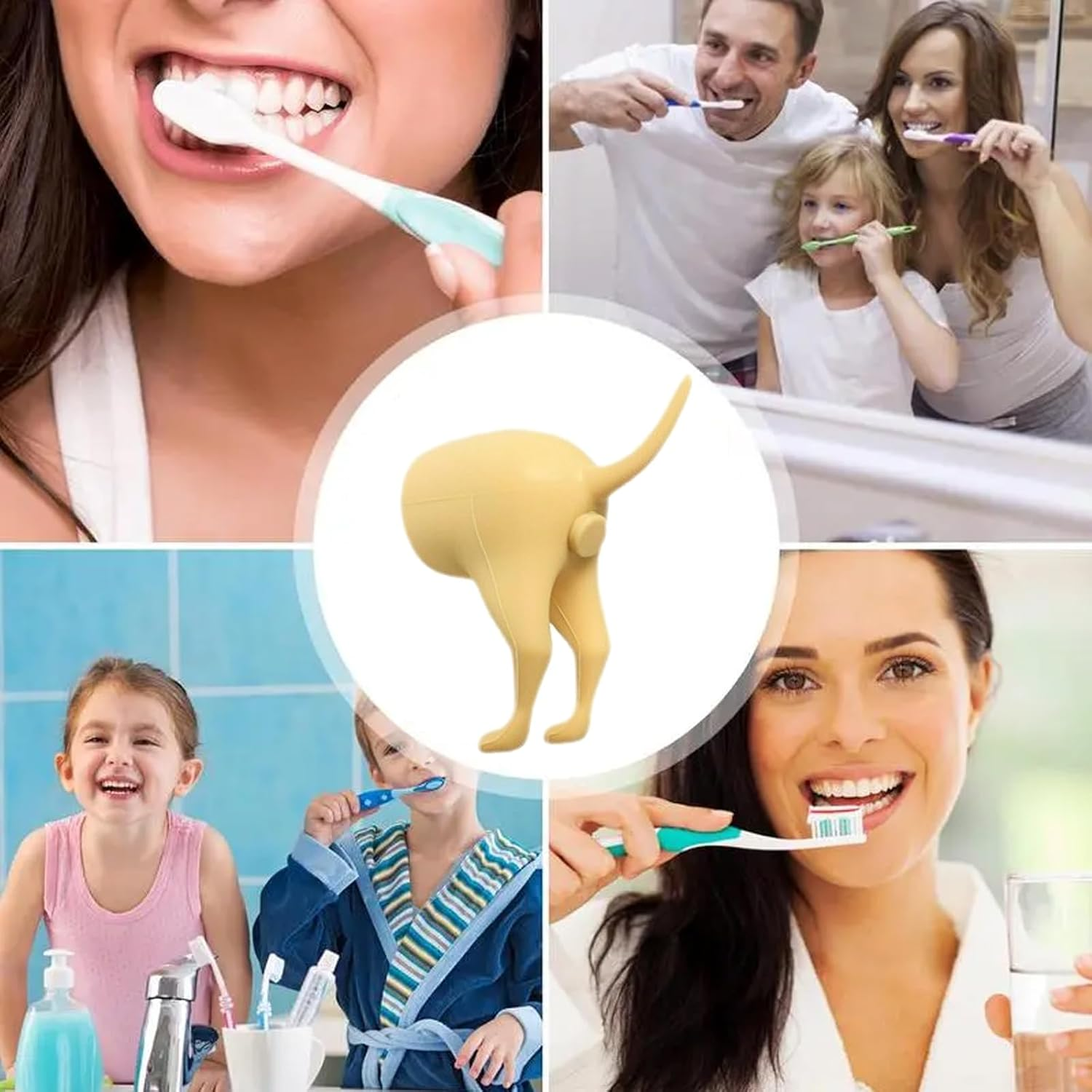 Pack of 4 Creative Toothpaste Dispenser Caps Dog Toothpaste Dispenser Poop Dog Butt Toothpaste Attachment Funny Toothpaste Squeezer Toothpaste Attachment for Children and Adults Funny Gifts image number 2