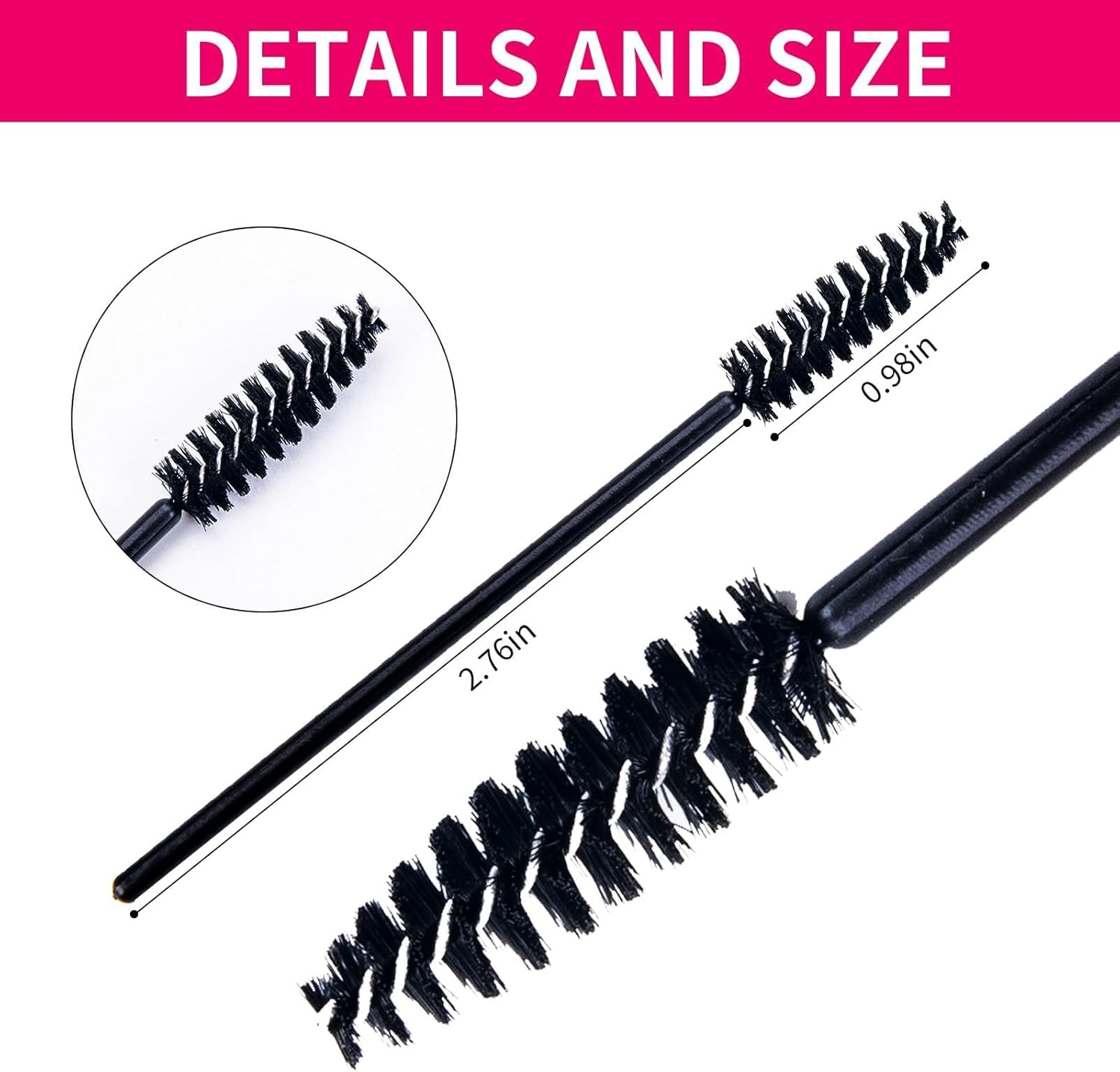 200Pcs Eyelash Brushes Wands, Disposable Spoolies Mascara Brush,Eye Lash Wands Applicator, Eyebrow Brush Castor, Spoolie Extension Mascara-Black image number 5
