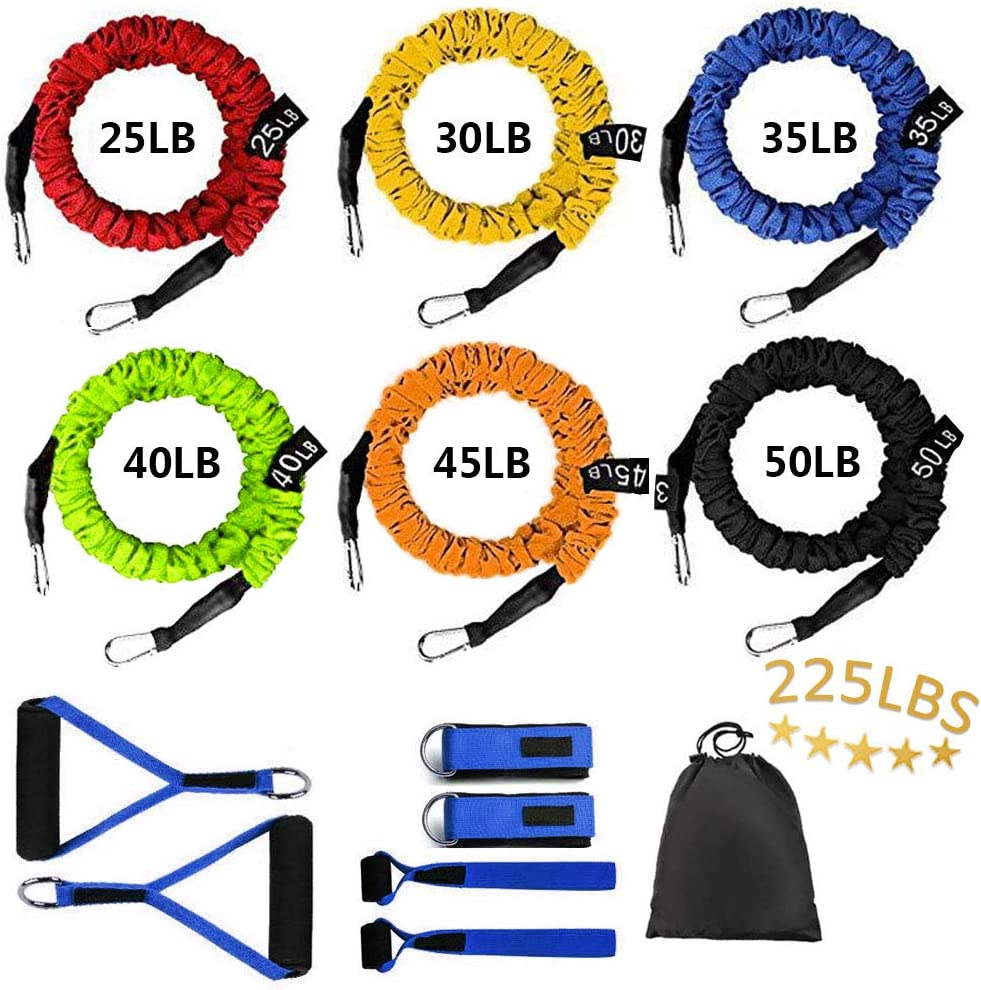 Sunsign Stackable Resistance Band Kit Extreme Workout Total-Body Training Home Gym Best for Beginner Professional