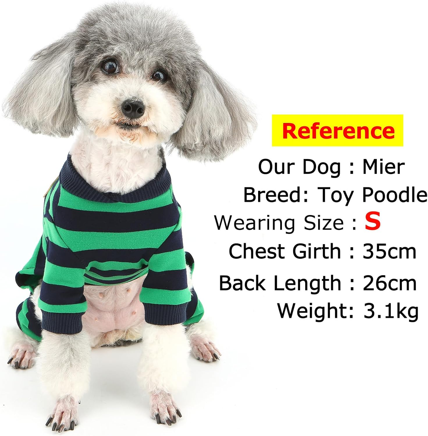 Zunea Dog Pajamas for Small Sized Dog Girl Boy Striped Puppy Sleeping Clothes Full Cover Overalls Jumpsuit Soft Breathable Summer Pet Pjs Doggie Chihuahua Yorkie Toy Poodle Apparel Green S image number 1