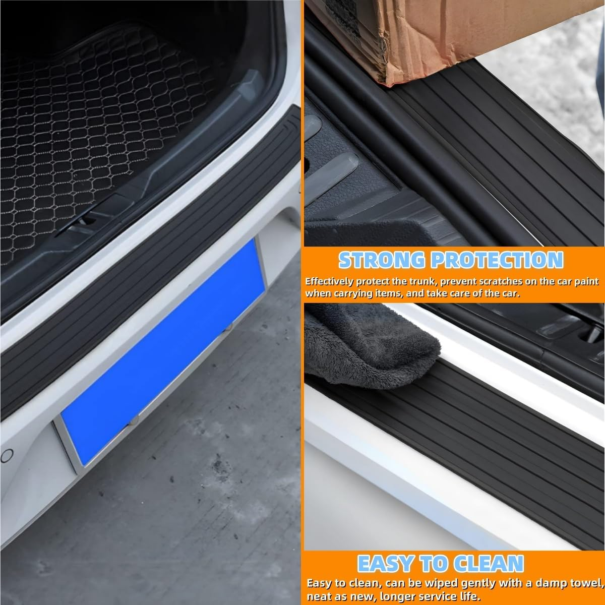 Car Rear Bumper Protector,Auto Anti-Scratch Collosion Rubber Trunk Door Entry Guards,Ywbfove 41 X 3.4 Inch Trimmable,Universal Non-Slip Exterior,Accessories for Most Cars and Suv(Black) image number 5