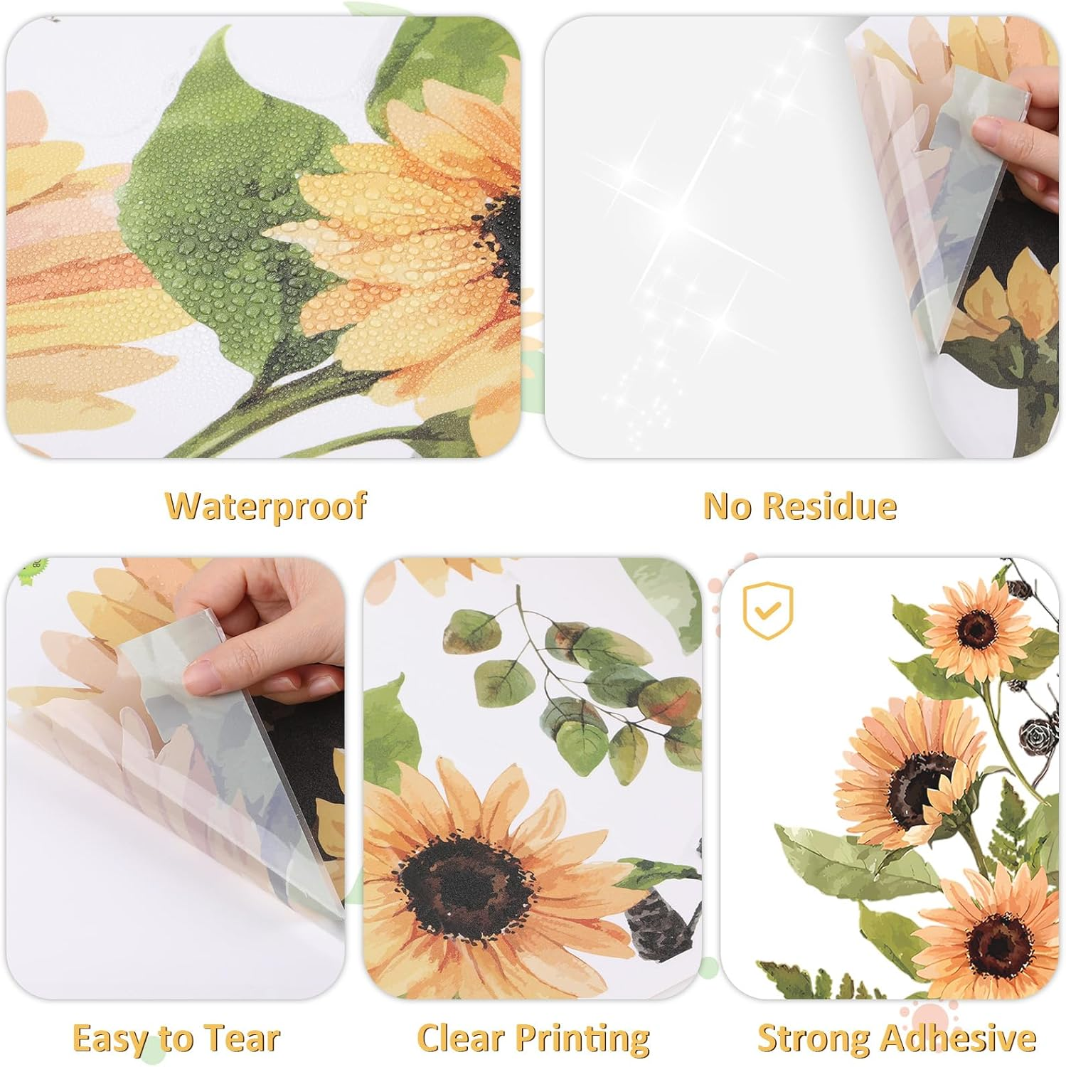 KIKISML Sunflower Wall Stickers, Garden Flower Wall Decals for Bedroom, Livingroom, Shop Window, Bath Room, TV Background Art Wall Decor (2 Pieces) image number 2