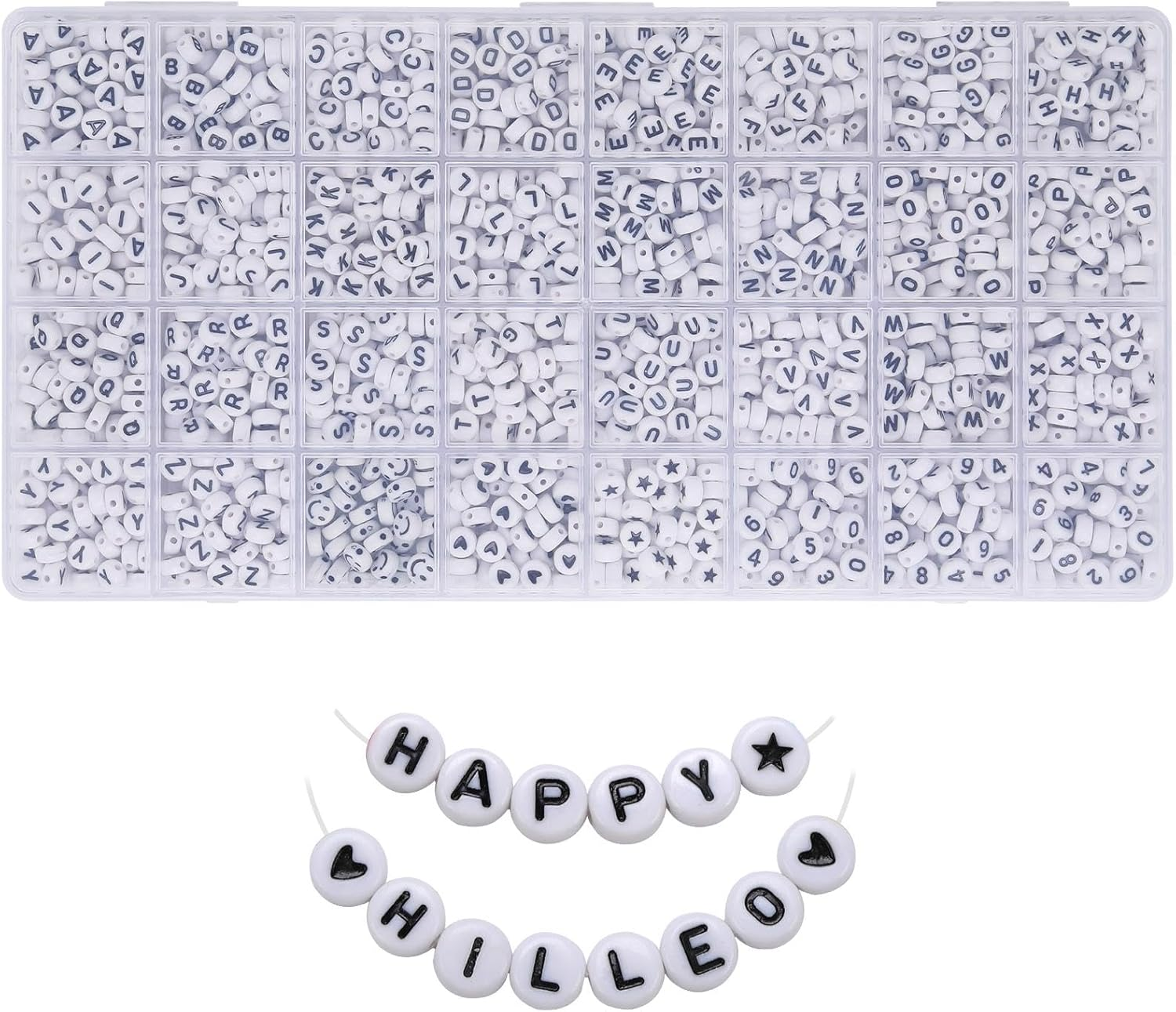 Friendship Bracelet Making Kit, 1600Pcs Letter Beads for Jewellery Making Kit, Friendship Bracelet Bead, DIY Arts & Crafts Supplies (Black Letter White Bead) image number 4