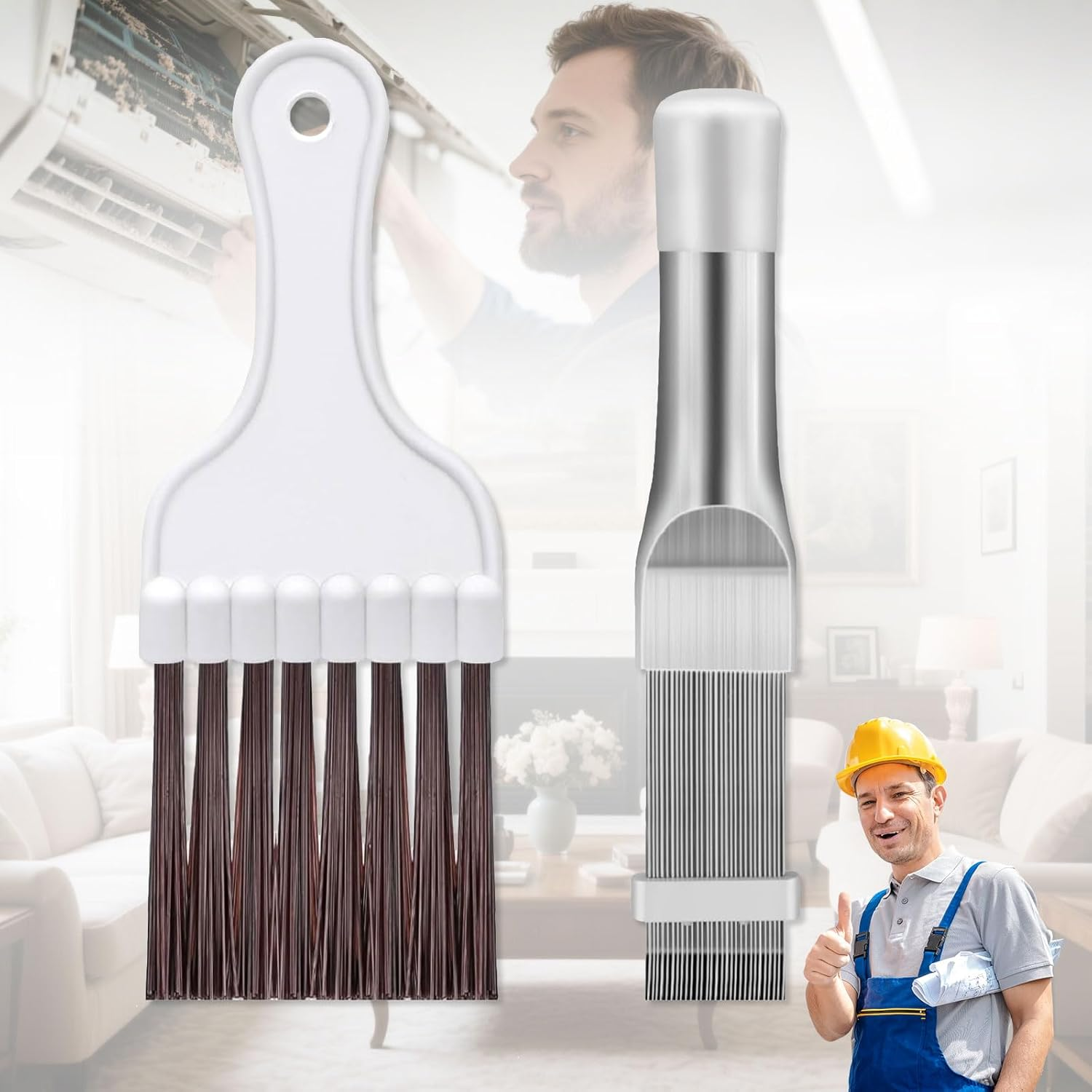 Brateuanoii Condenser Cleaning Comb, 2 Pieces Air Conditioning Fin Cleaner Coil Condenser Brush, Lamellar Comb Stainless Steel, Dryer Cleaning Brush, Fin Cleaning Brush, Air Conditioning image number 5