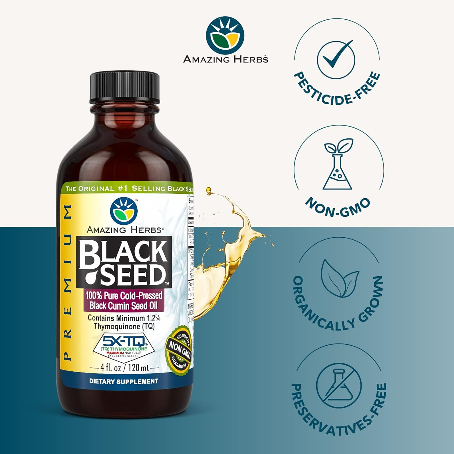 Amazing Herbs Black Seed Cold-Pressed Oil - 4 Ounces image number 4