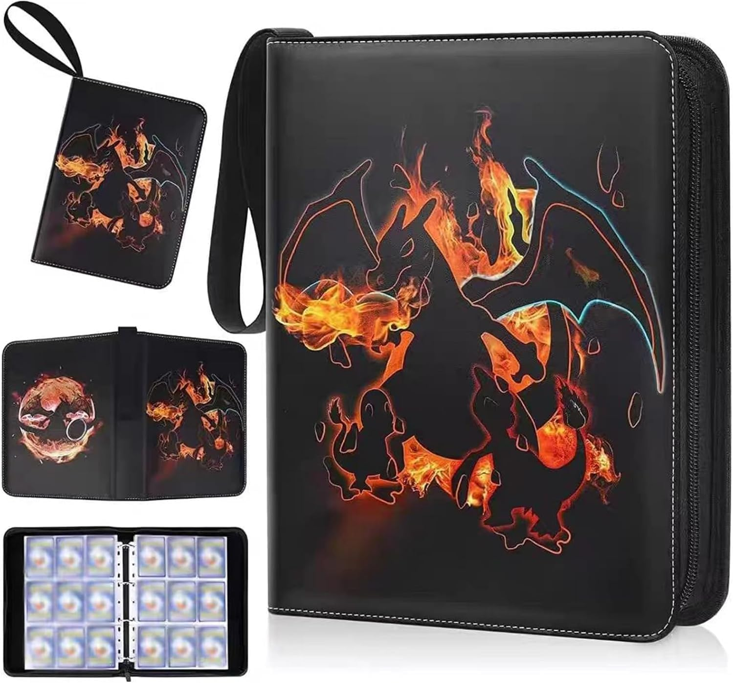 Card Binder,900 Pockets Card Holder Album, Trading Card Binder Display Storage Carrying Case with 50 Removable Sleeves for Standard Size Cards 9 Pocket (Red) image number 2