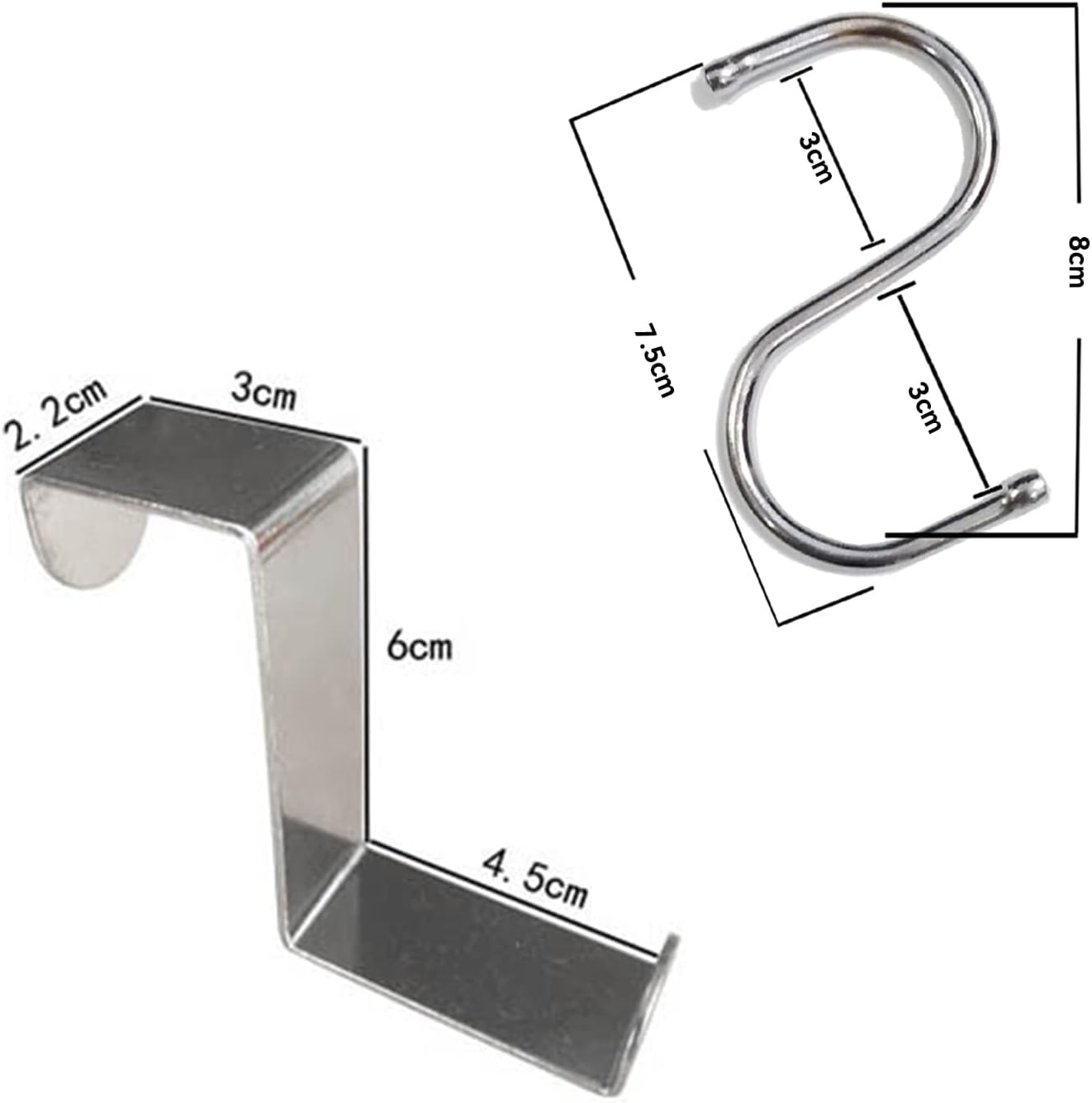 JZS Door Hooks,Over the Door Hangers Hooks Heavy Duty Organizer Hooks for Living Room, Bathroom, Bedroom, Kitchen Hanging Clothes,Towels,Hats,Coats,Bags,10 X Z Type Hook and 10 X S Type Hook,20Pcs image number 5