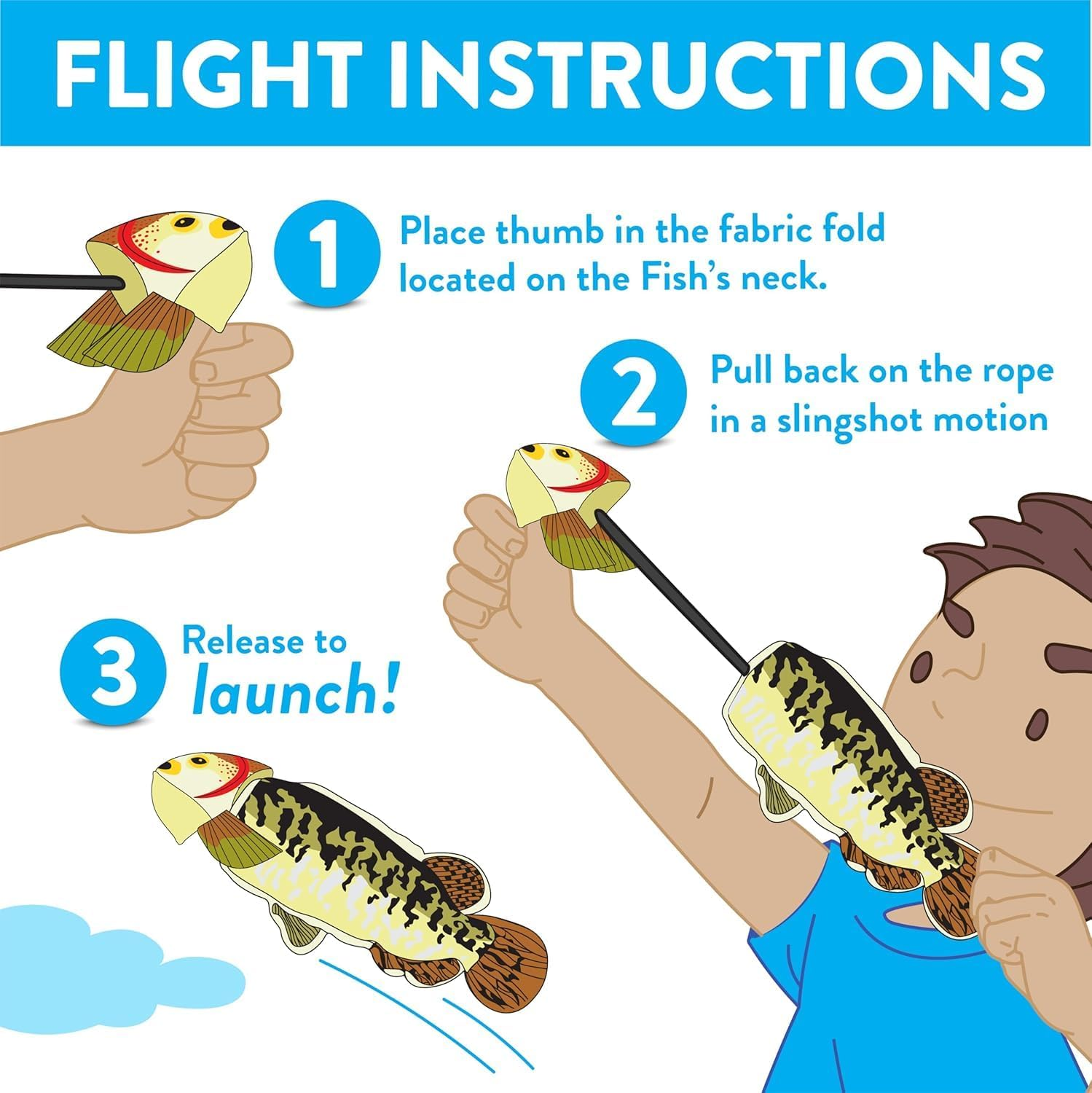 Spunky Pup Fly and Fetch Fish Squeak Dog Toy