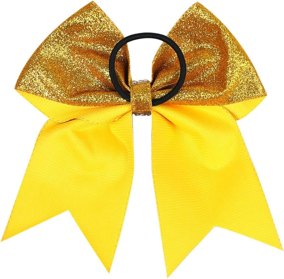 2 Pack Large Glitter Hair Bows Cheerleader Hair Ties Glitter Sequins Ponytail Holder Cheerleading Hair Ties Sports Hair Accessories Green