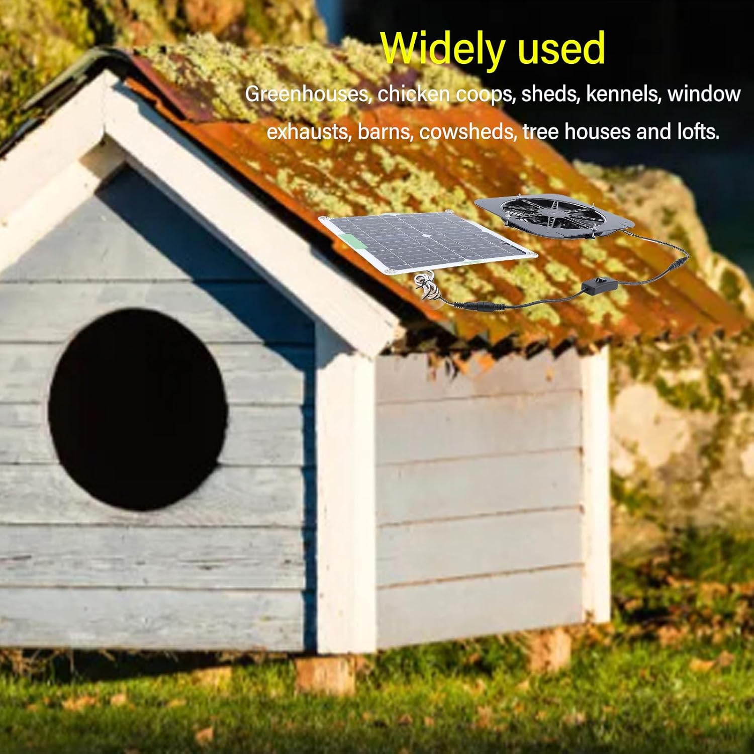 Solar Greenhouse Fan, Solar Fan for Greenhouse Circulation, 13.5Inch100W Solarexhaust Fan for Dog Chicken House Greenhouserv