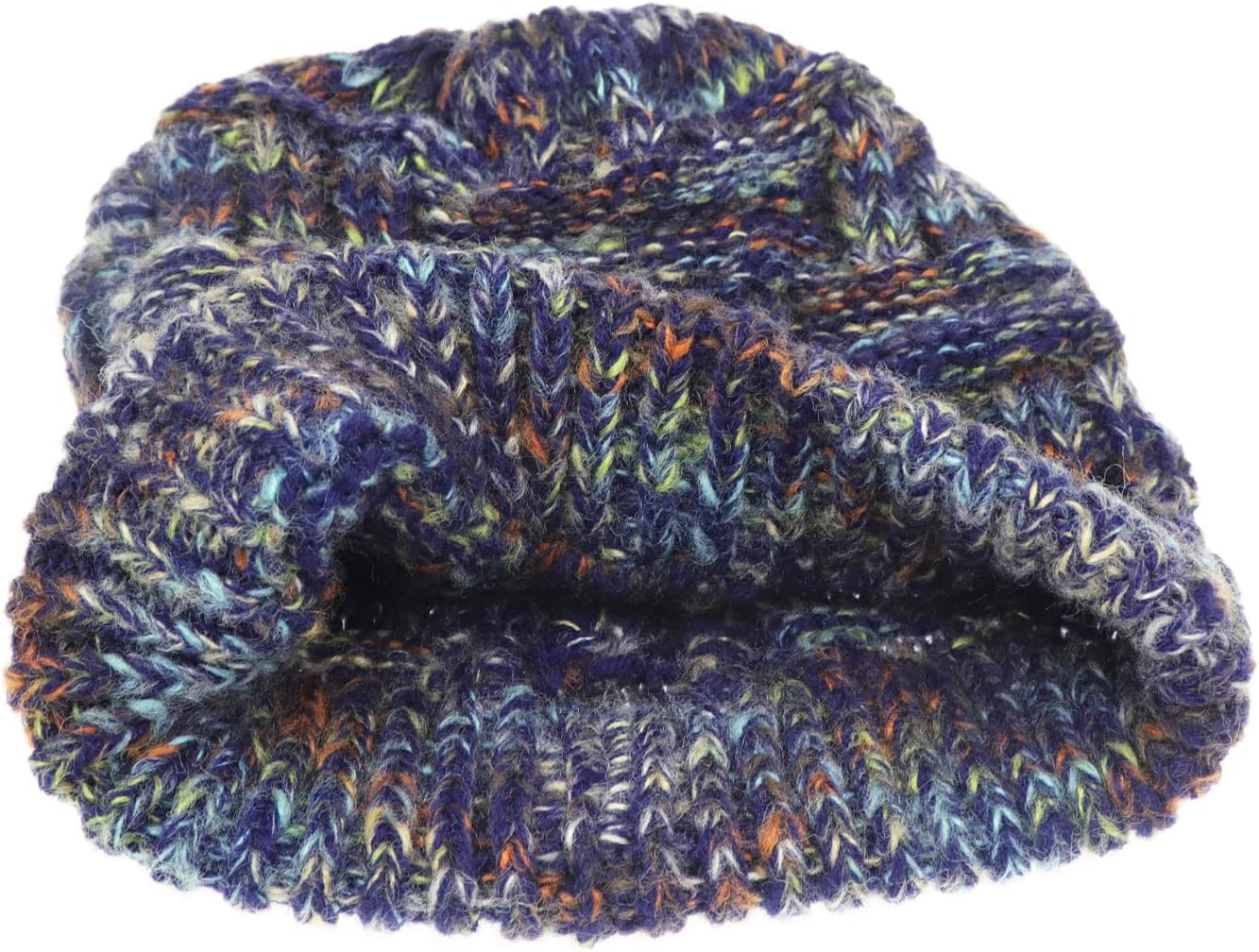 Taidor Messy Bun Ponytail Beanie Hat Colored Dots Cable Knit Cap for Women Girls Winter - Black image number 3