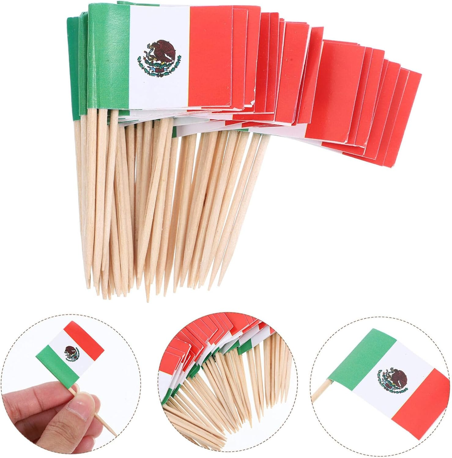 100Pcs Fruit Plate Decoration Wine Stick Mexico Flag Picks Decorative Fruit Toothpicks for Cupcake Dessert Party - Multi image number 5