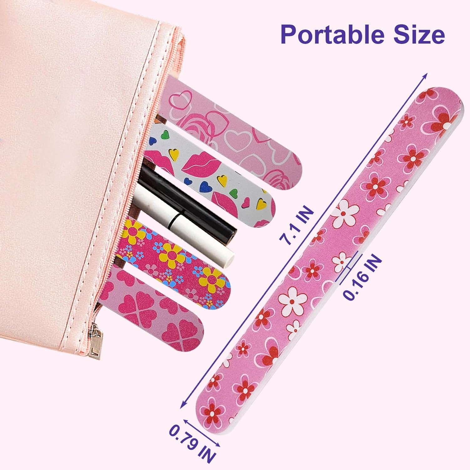 Nail Files (24 Pack), Colorful Emery Board Nail File for Natural Nails Double Sided 180 Grit Professional Fingernails Flowery Emory Boards Buffer Manicure Tool Nail Shaping Buffing Smoothing Filer image number 2