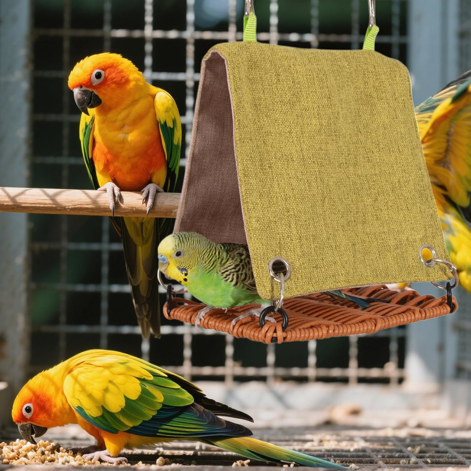 Hut Bird - Parrot Sleep Tent, Avian Nesting Shelter | Hot Canary Snake Trail Hammock Cage Accessory for Parakeets Lovebirds Is Parakeets, Resistant To image number 6