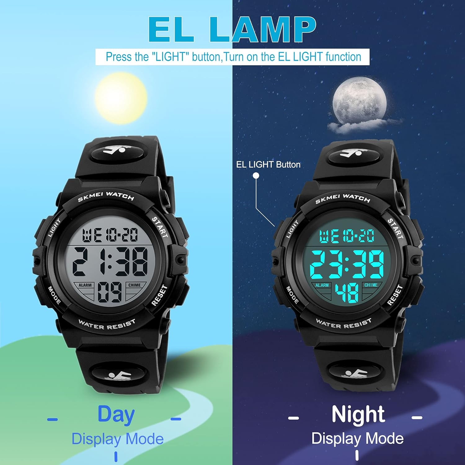 Kids Digital Watch, Sports Outdoor 50M Waterproof Kid Watches for Boys with Alarm Stopwatch Electronic Analog Quartz Wrist Watches for Boy Girls Children Ages 11-15 - 02-Red image number 3