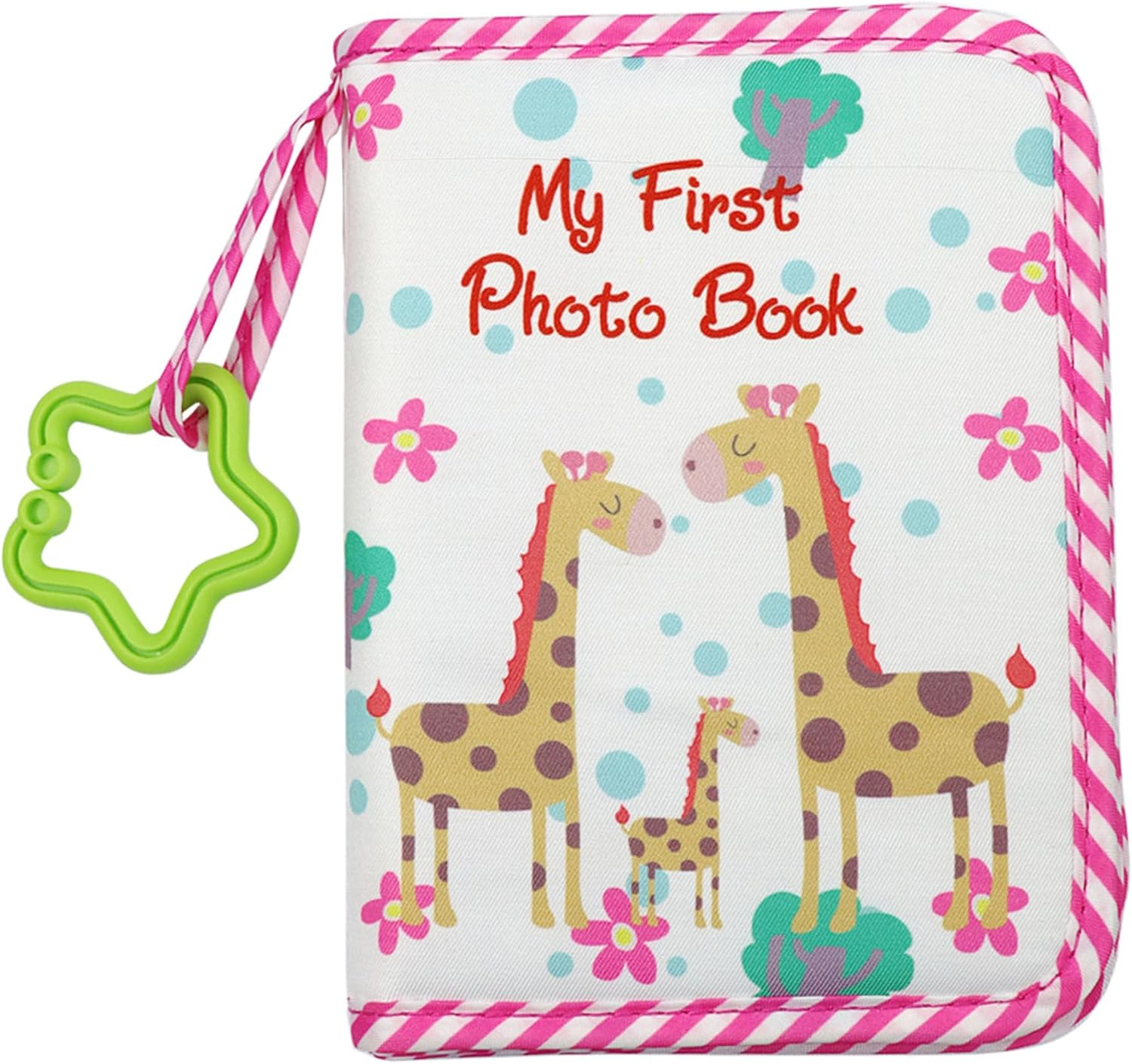 Baby Photo Albums Giraffe Family Pattern Baby Photo Book with Star-Shaped Cilp 6X7.5 Inch Soft Fabric Picture Album for Memorable Moment, Book, Albums