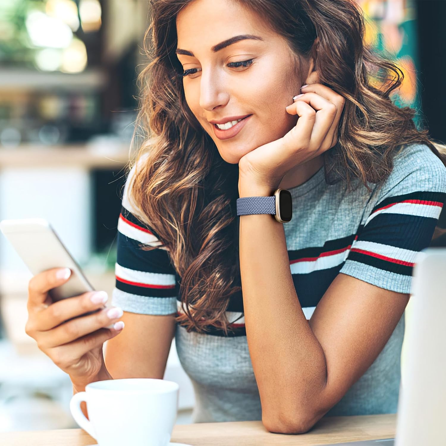 Getino Braided Stretchy Band Compatible with Fitbit Sense Band/Sense 2/Versa 4/ Versa 3 Bands Women Men, Soft Nylon Elastic Accessories, Strap for Fitbit Sense/Sense 2/ Versa 4/ Versa 3 Watch, Parent