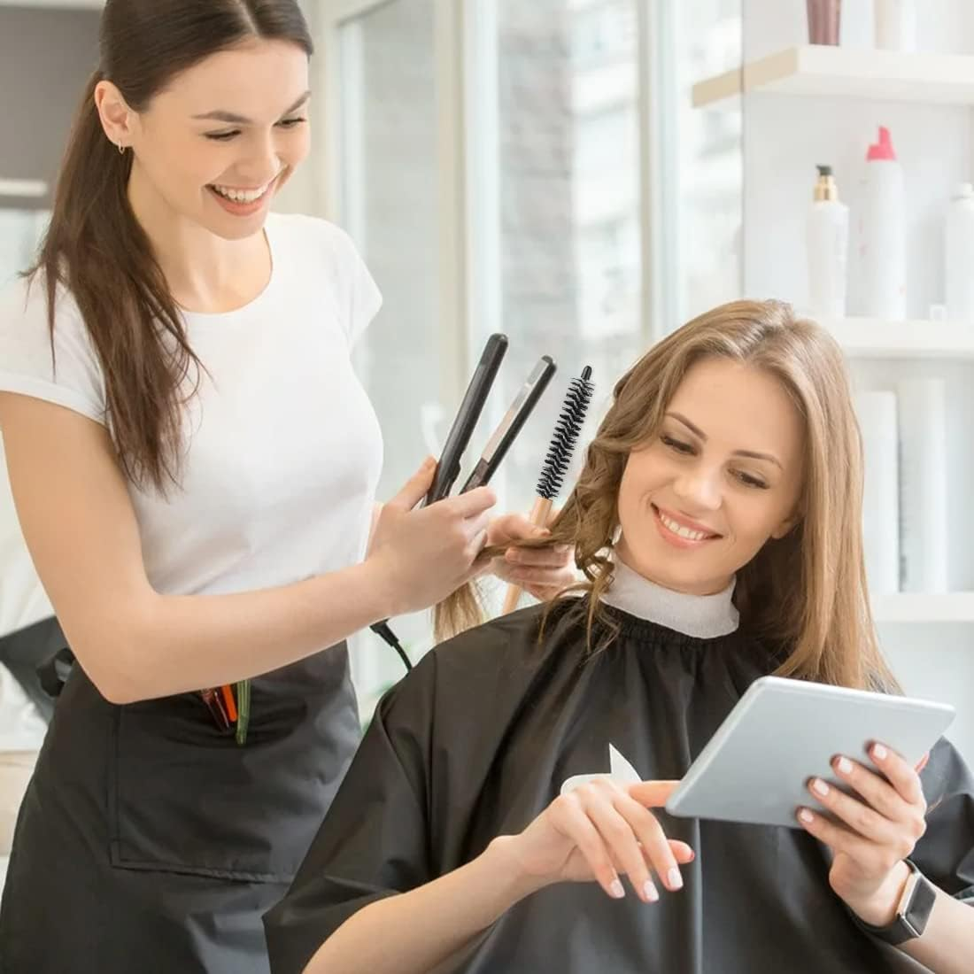 Zeayebsr Pack of 2 Mini round Hair Brush, Small round Comb, Massage Comb, Teaser Brush, Salon Roller Hair Styling Accessories for Thin Hair, Short Hair, Pony, Beard image number 5