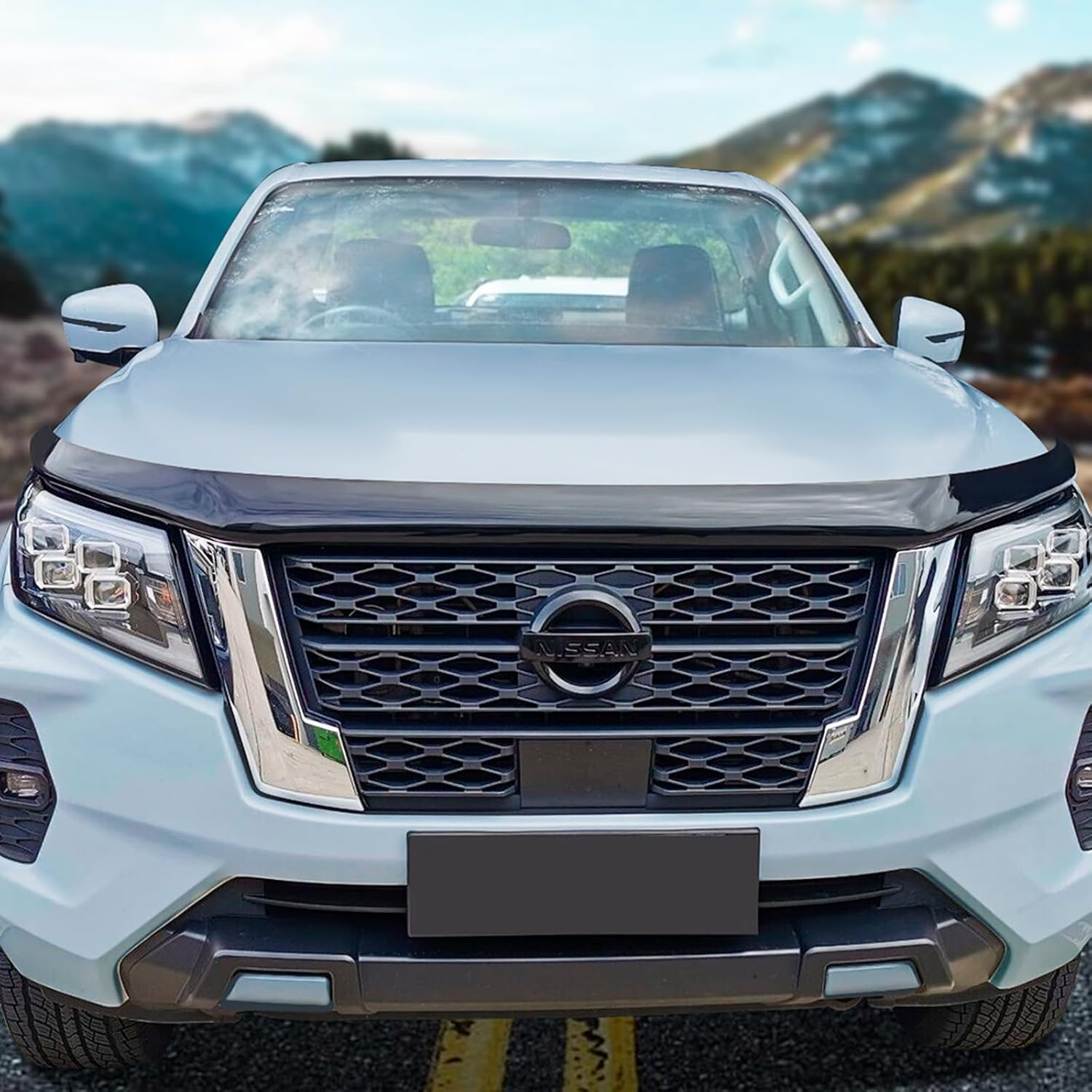 SUERAUTO4X4 Tinted Black Bonnet Protector for Nissan Navara NP300 D23 2021-2025 Accessories, Injection Front Bonnet Stone Protector Guard Trim Cover Car Exterior image number 4