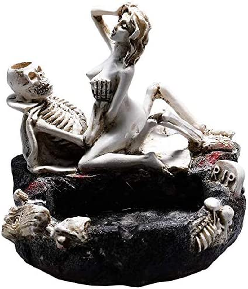 Creative Skull Ashtray & Love Never Dies Skull Ashtray Fun Taste the Living Room Decoration for Smoking Room Decor Gifts for Smokers