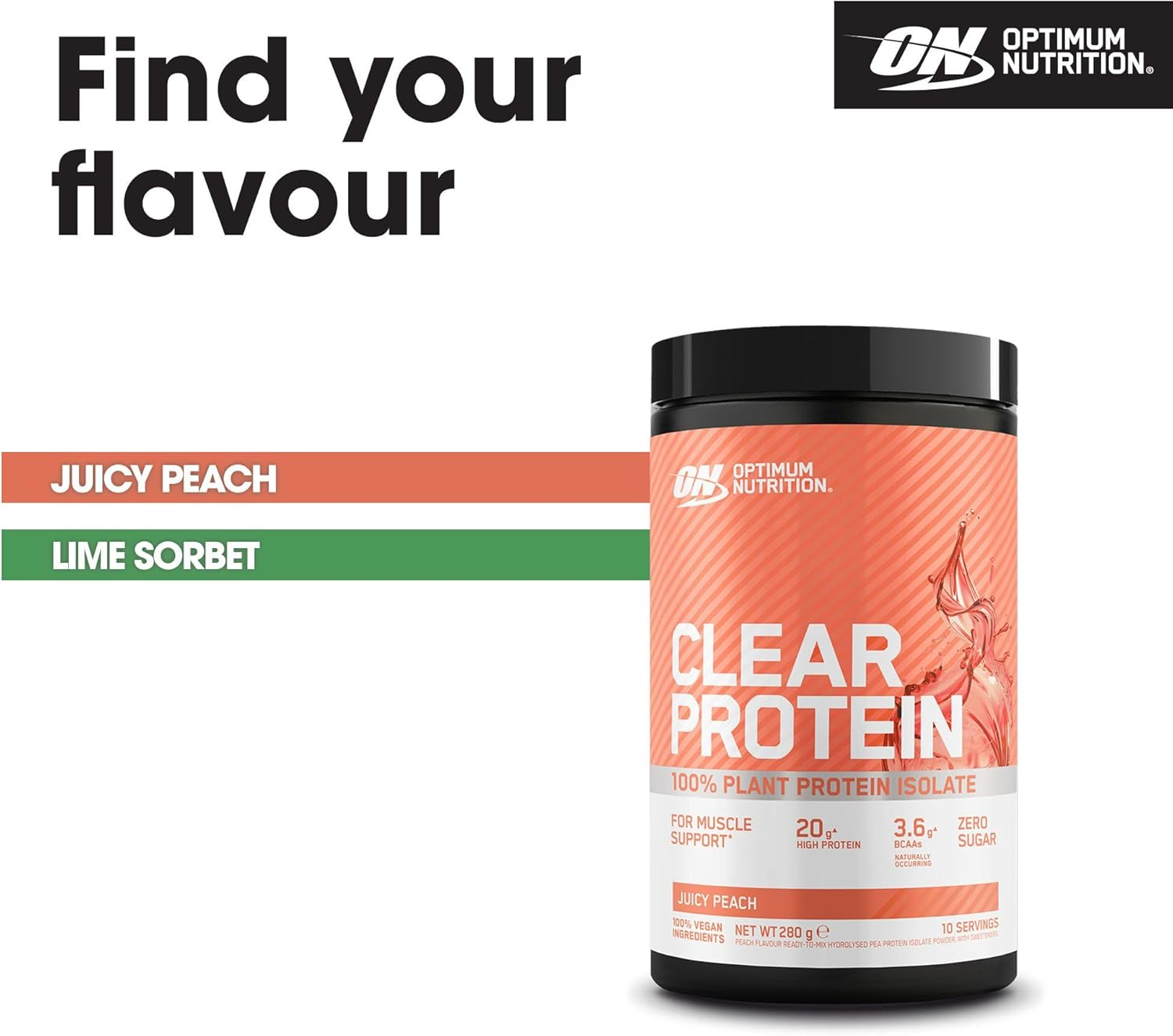 Optimum Nutrition Clear Plant Peach Protein Isolate 280 G image number 6