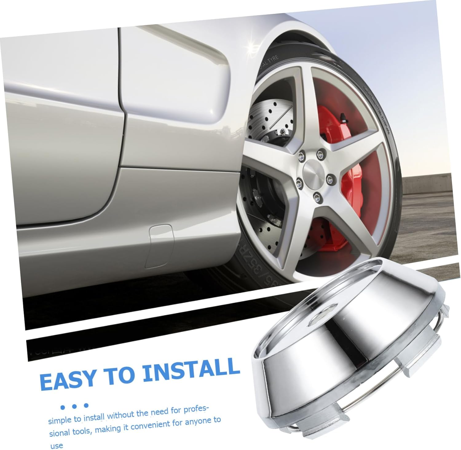 SWOOMEY 4Pcs Wheel Rim Center Hub Caps Car Wheel Accessories Plastic Construction image number 1