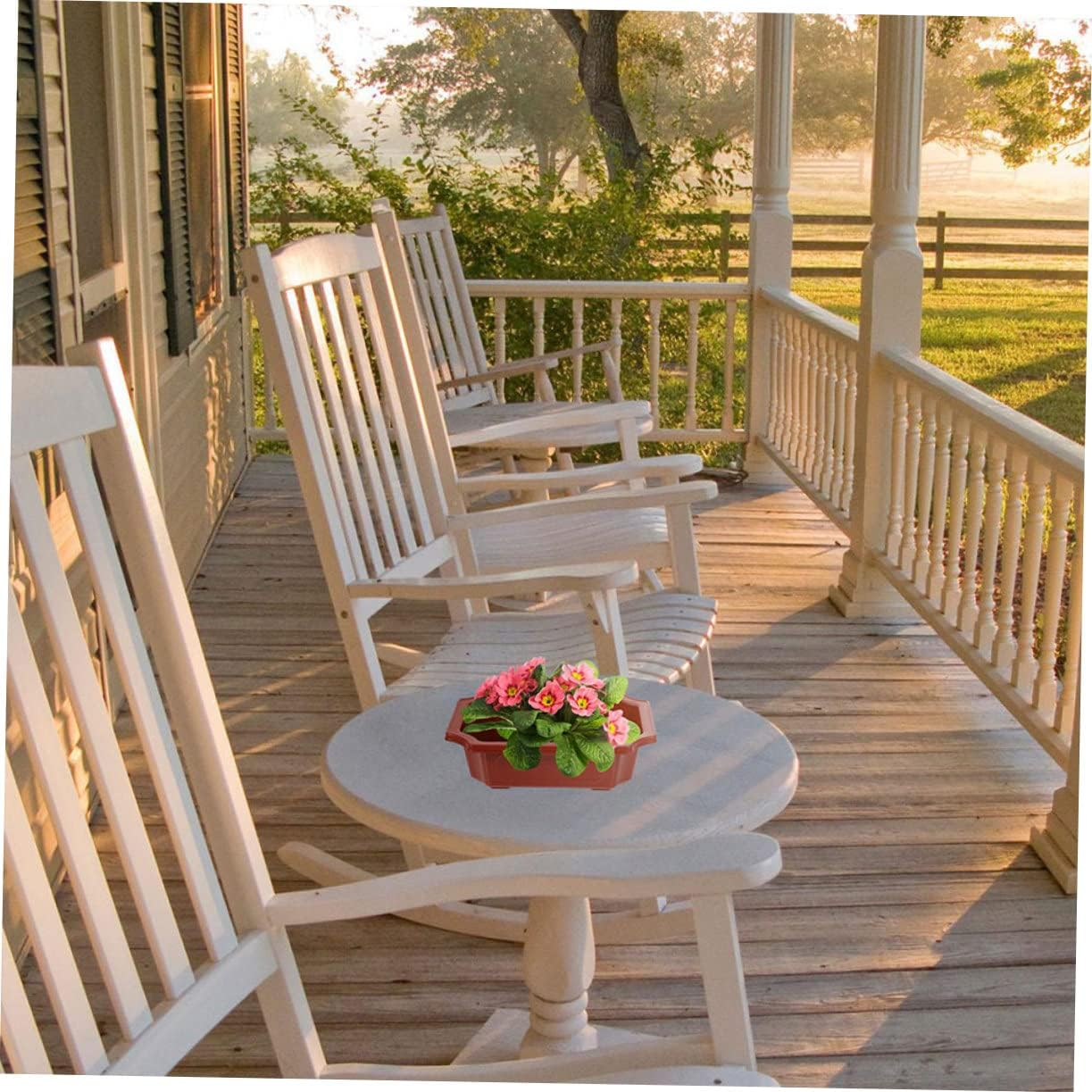 Toddmomy 10Pcs Vintage Style Red Plastic Bonsai Pots Capacity Rectangular Flower Planters with Drainage Mesh for Garden Succulent Indoor Outdoor Plant Growing image number 3